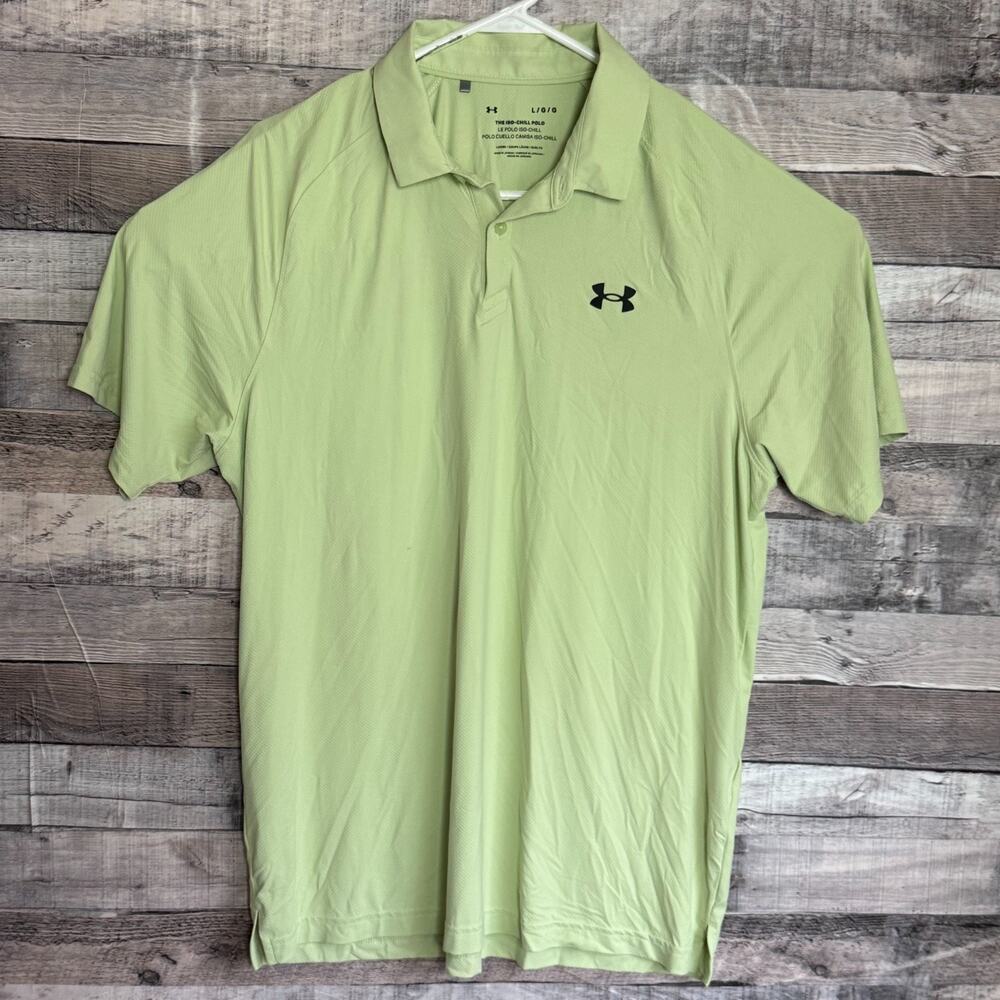 Under Armour Iso Chill Polo Shirt Mens Large Green Performance Loose Fit